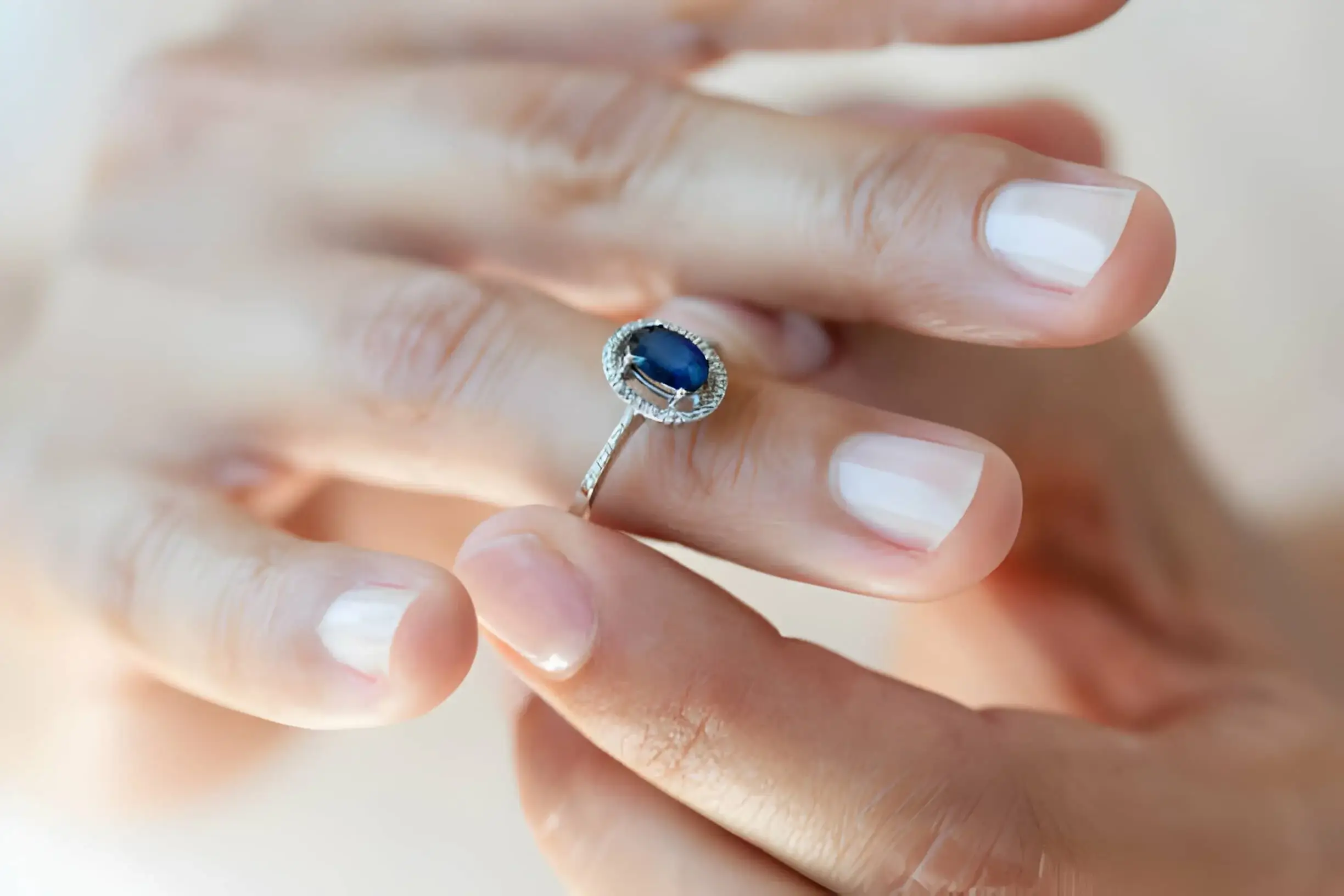 sterling silver for women with blue and white diamond ring